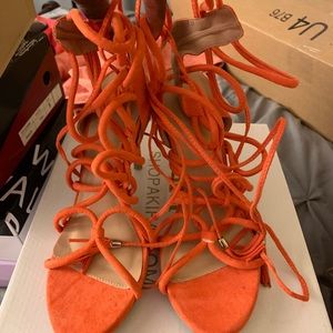 Lol Shoetique Coral Lace Up Heels
